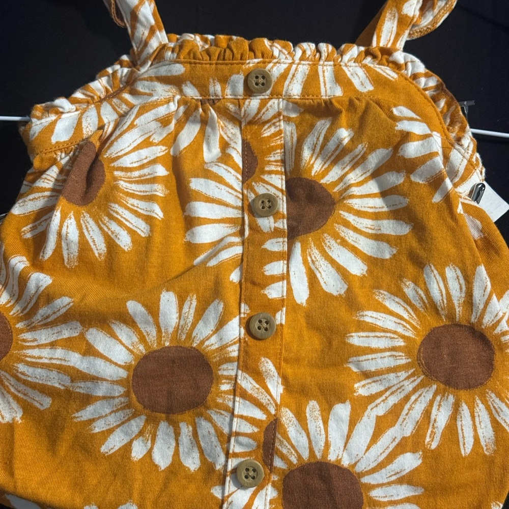 Carter’s Sunflower 2pc Outfit Set 6M Mustard Yellow Floral Ruffle Summer Fall